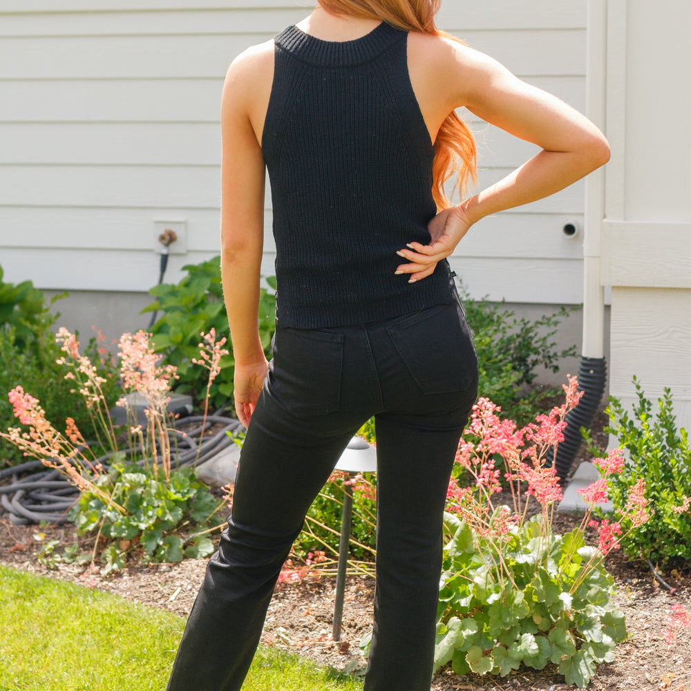 
                      
                        Previous Engagement Halter Neck Sweater Tank in Black
                      
                    