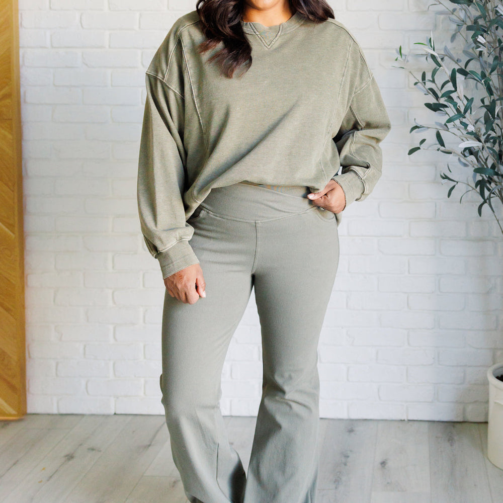 
                      
                        Quick Fix Mineral Wash Crew Neck Pullover in Army Green
                      
                    