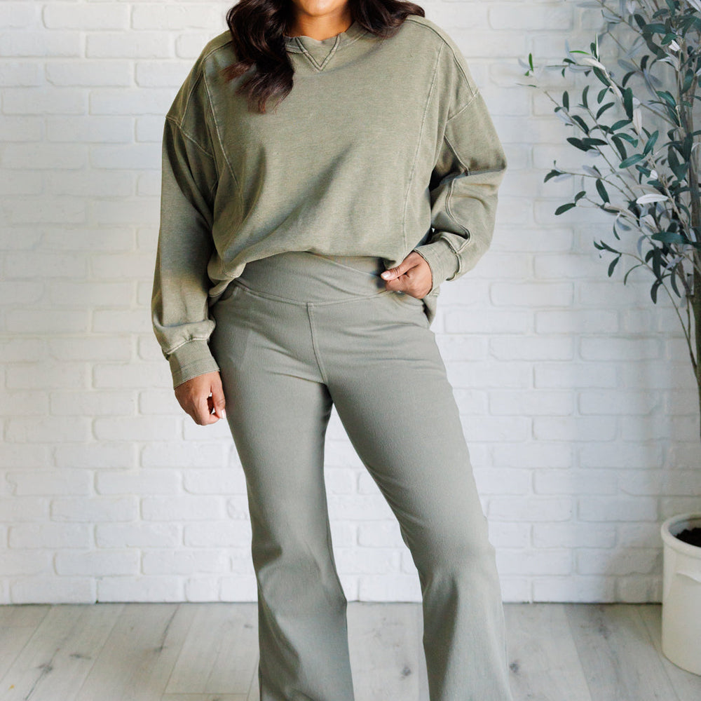 
                      
                        Quick Fix Mineral Wash Crew Neck Pullover in Army Green
                      
                    