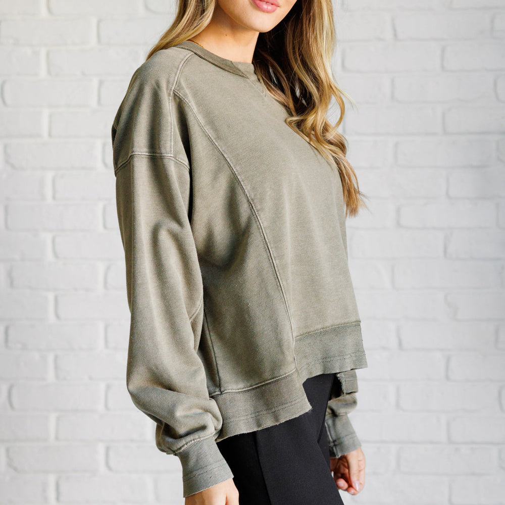 
                      
                        Quick Fix Mineral Wash Crew Neck Pullover in Army Green
                      
                    