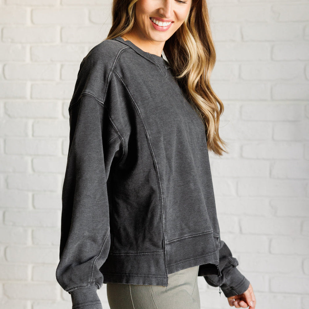 
                      
                        Quick Fix Mineral Wash Crew Neck Pullover in Black
                      
                    