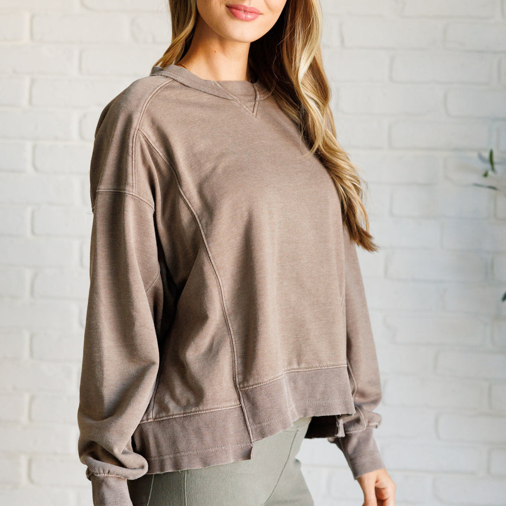 
                      
                        Quick Fix Mineral Wash Crew Neck Pullover in Mocha
                      
                    