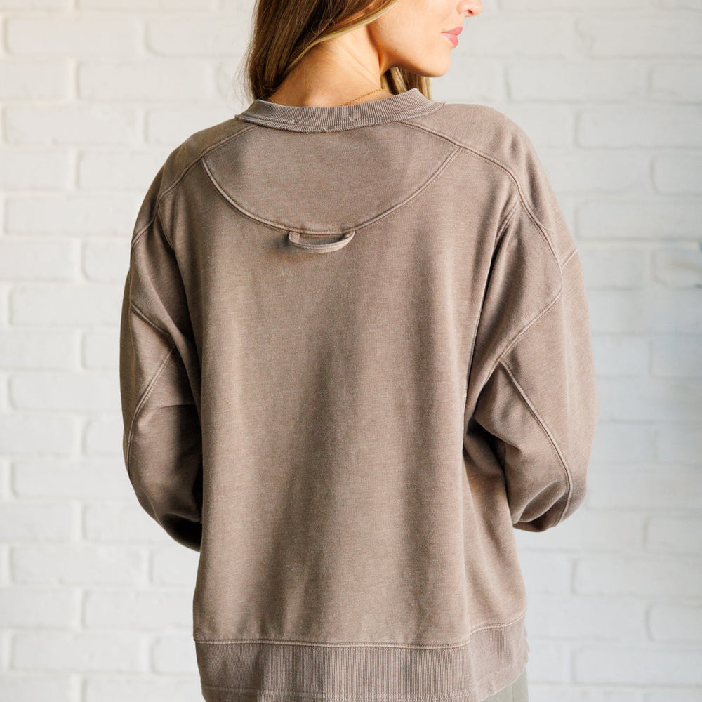 
                      
                        Quick Fix Mineral Wash Crew Neck Pullover in Mocha
                      
                    