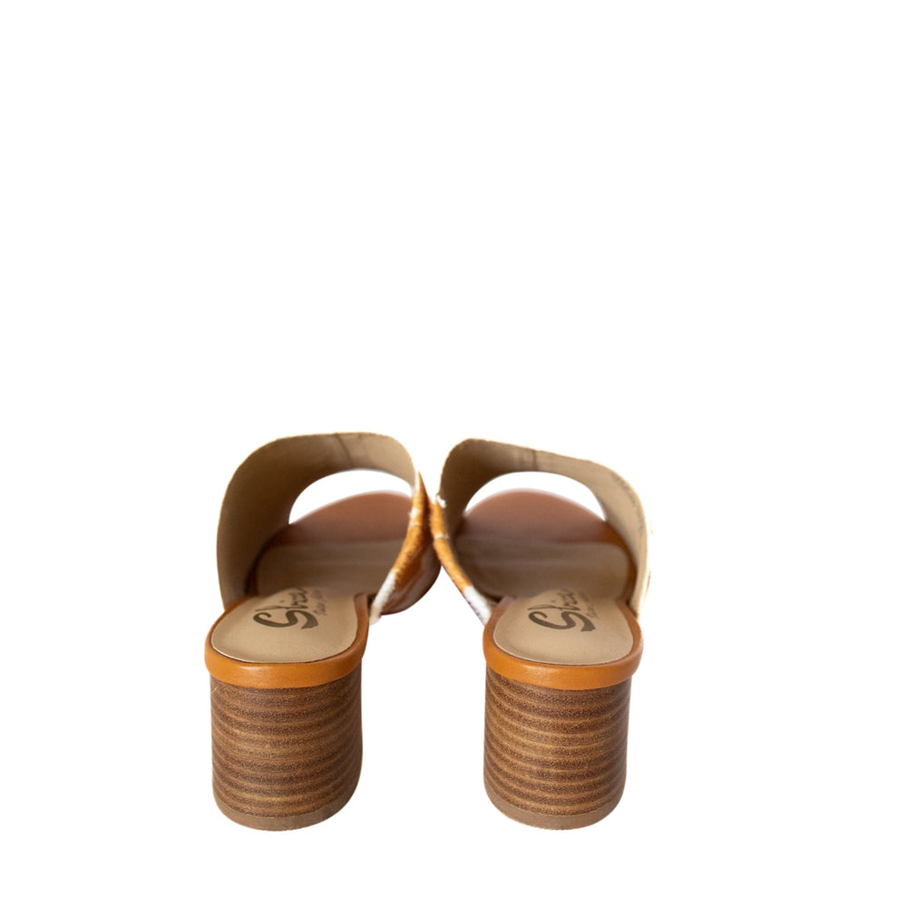 
                      
                        Richwood Peeptoe Tan and White Cowhide Slide
                      
                    