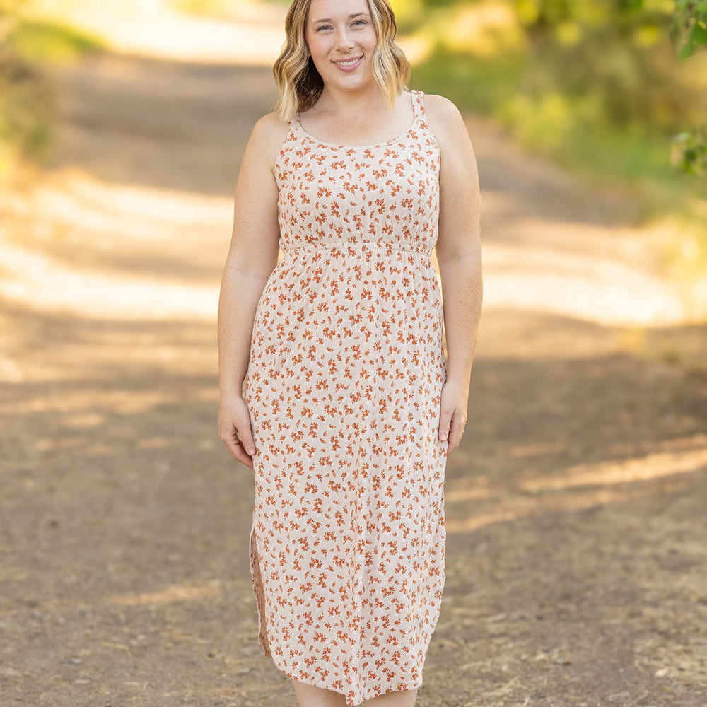 
                      
                        Reagan Ribbed Midi Dress - Sand and Rust Floral
                      
                    