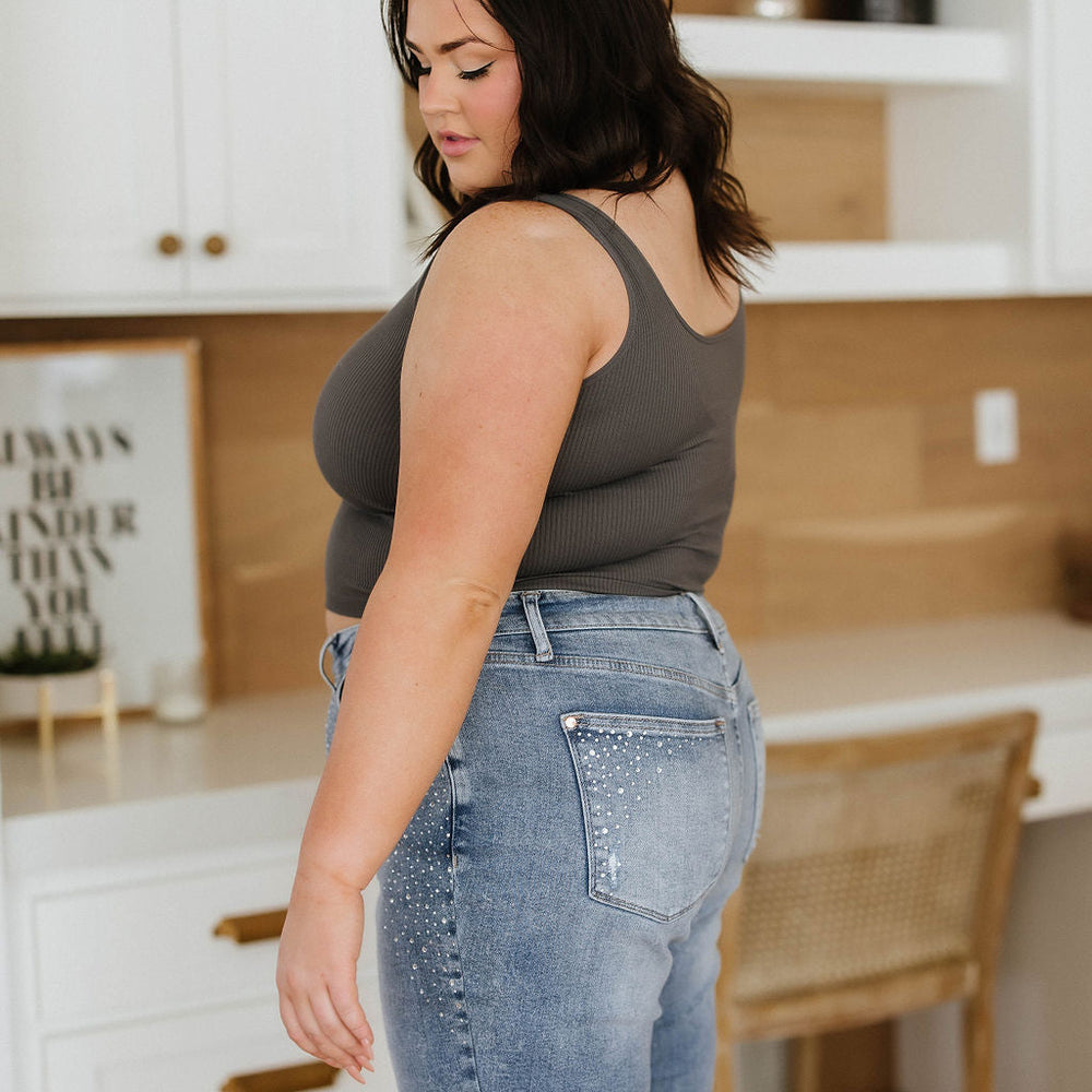 
                      
                        Relevant Ribbed Seamless Reversible Tank in Charcoal
                      
                    