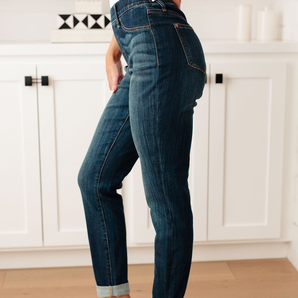 
                      
                        Rowena High Rise Pull On Double Cuff Slim Jeans
                      
                    