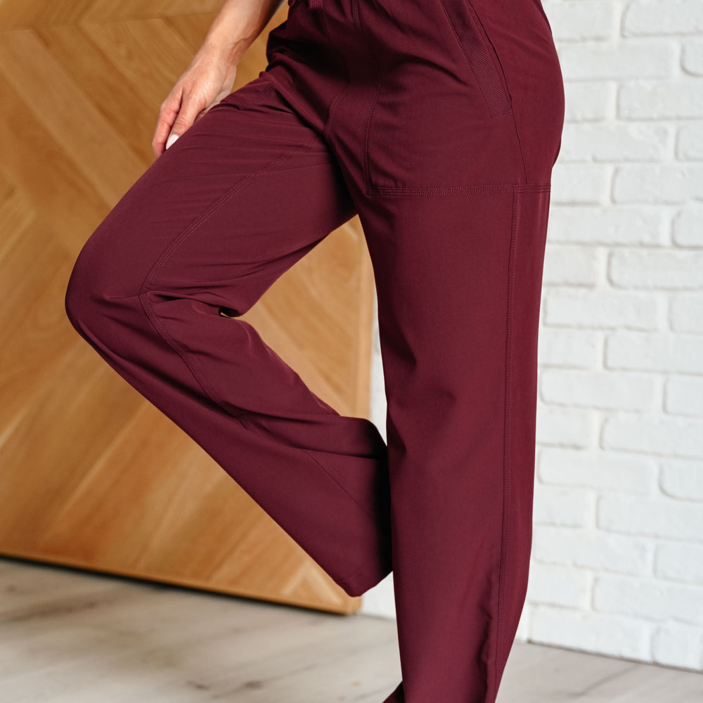 
                      
                        Runner's High Drawstring Joggers in Red Merlot
                      
                    