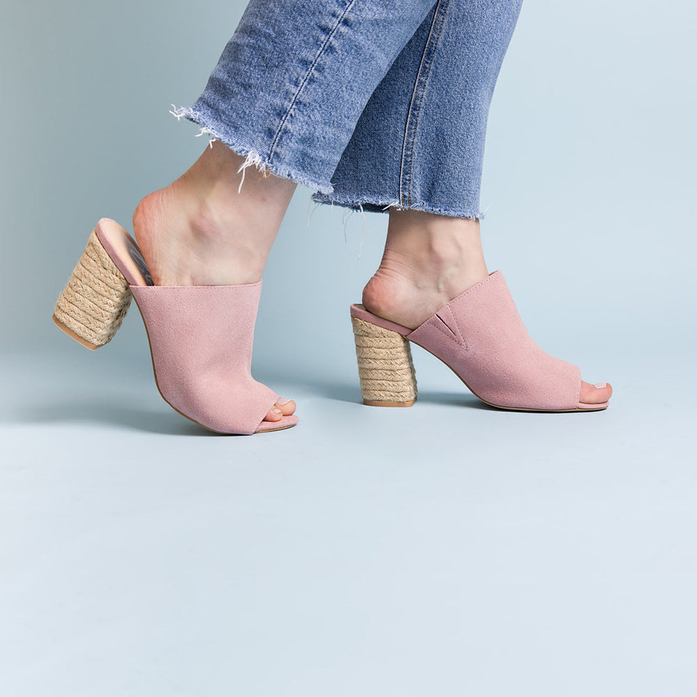 
                      
                        Helena Heeled Sandal in Blush Suede
                      
                    