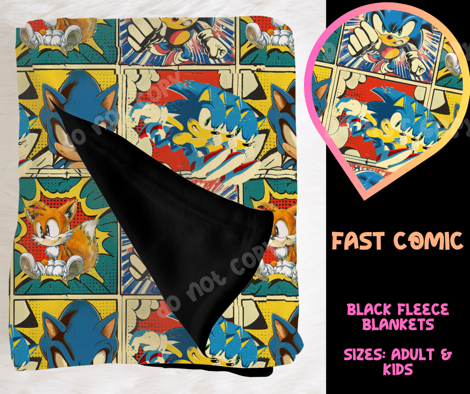 FAST COMIC - SOFT BLACK FLEECE THROW BLANKET RUN 6 PREORDER CLOSING 9/25