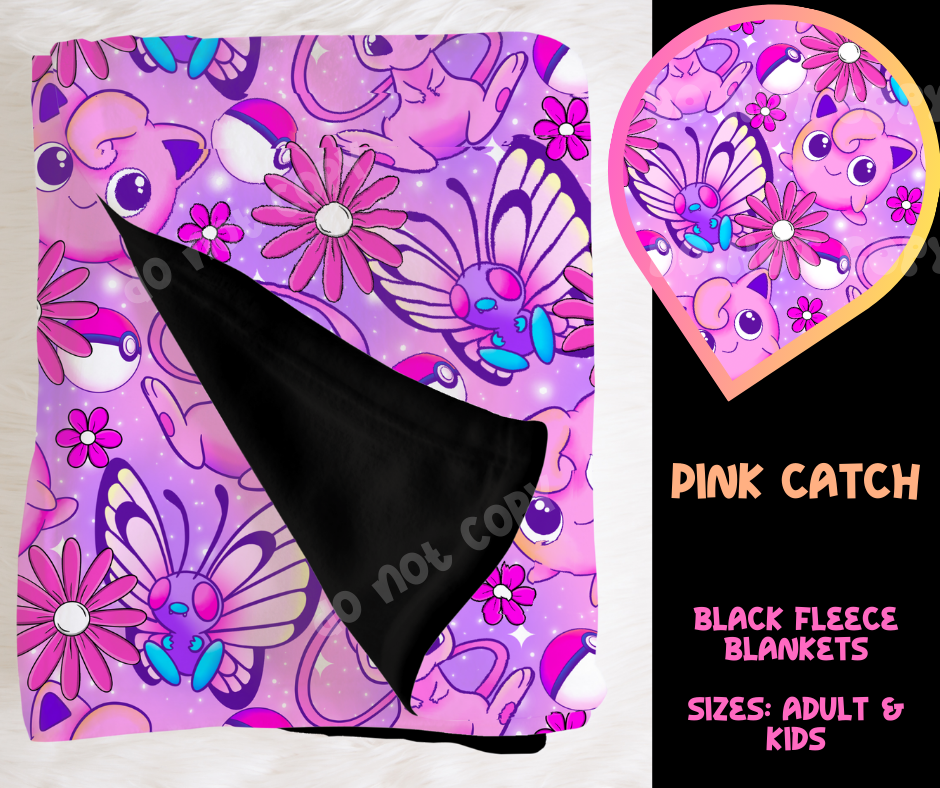 PINK CATCH - SOFT BLACK FLEECE THROW BLANKET RUN 6 PREORDER CLOSING 9/25