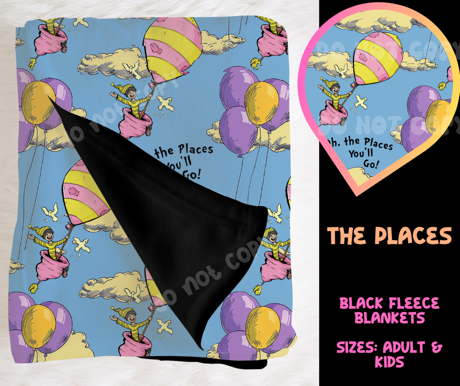 THE PLACES - SOFT BLACK FLEECE THROW BLANKET RUN 6 PREORDER CLOSING 9/25