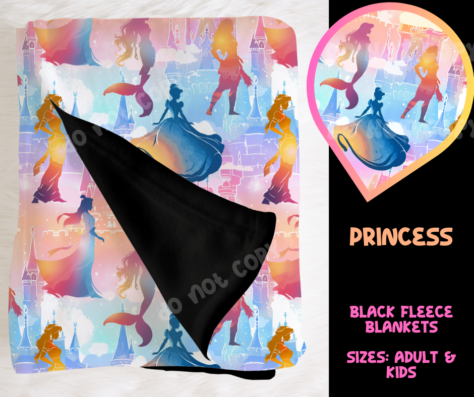 PRINCESS - SOFT BLACK FLEECE THROW BLANKET RUN 6 PREORDER CLOSING 9/25