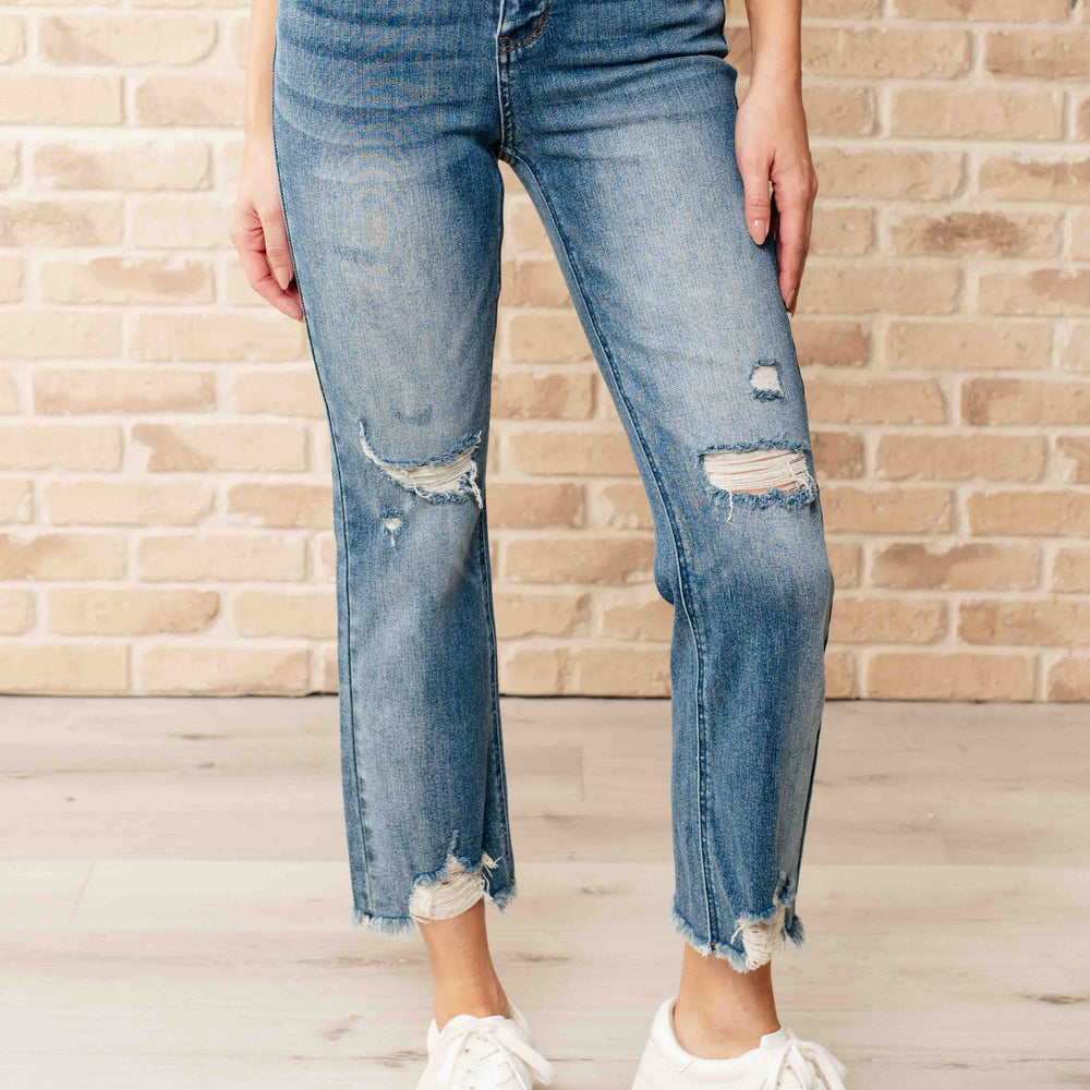 
                      
                        Sammy High Waist Distressed Crop Straight Leg Jeans
                      
                    