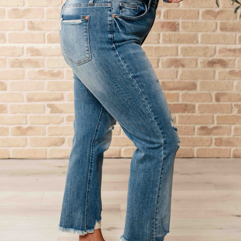 
                      
                        Sammy High Waist Distressed Crop Straight Leg Jeans
                      
                    