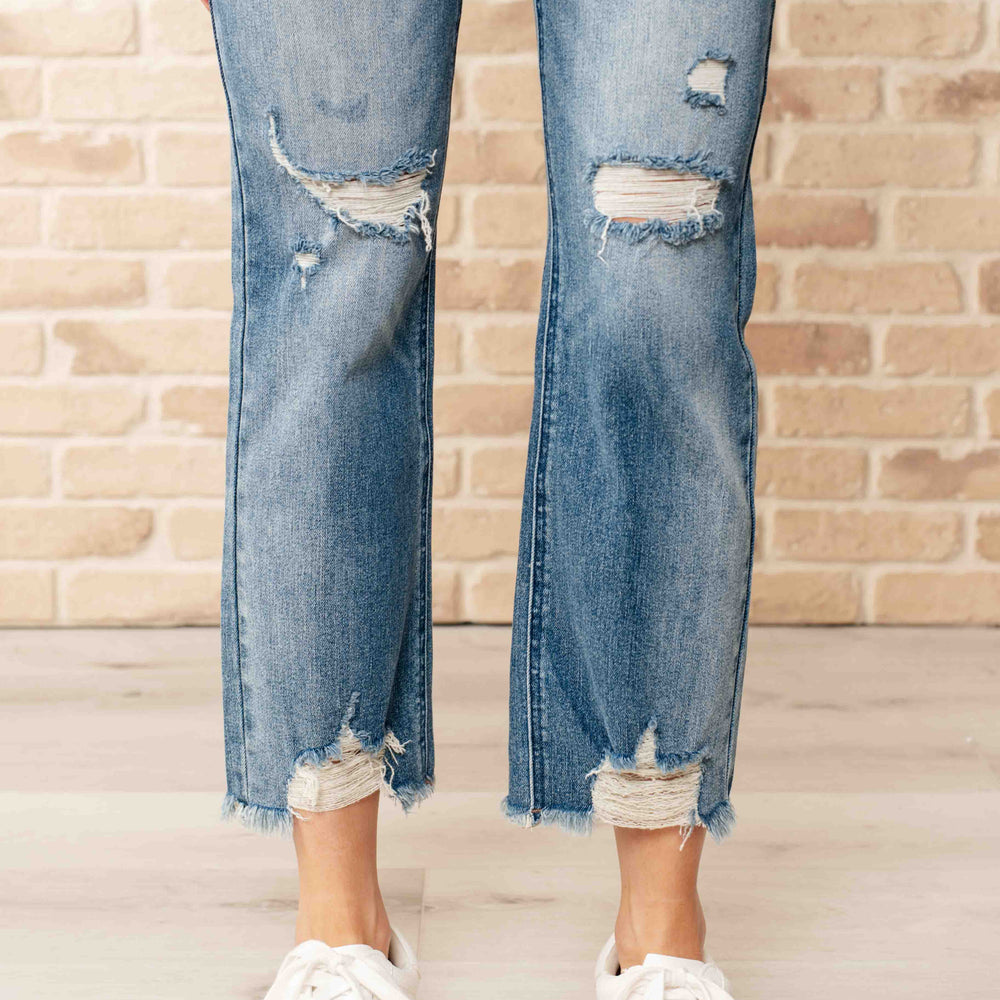 
                      
                        Sammy High Waist Distressed Crop Straight Leg Jeans
                      
                    