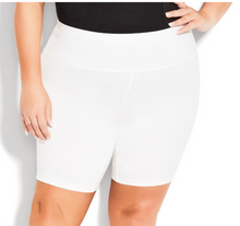  Solid WHITE  8" & 10"  Yoga Waist Bike Shorts with Pockets