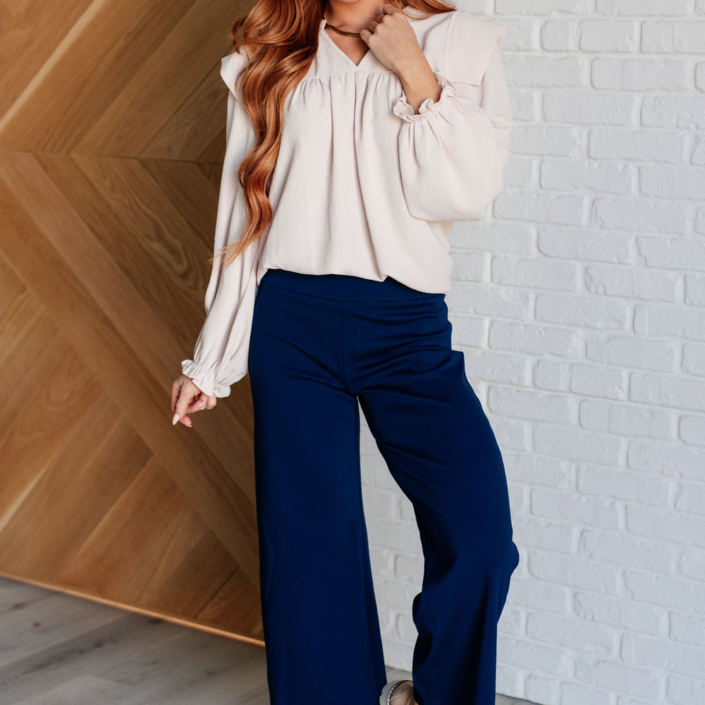 
                      
                        Magic Wide Leg Crop Pants in Navy
                      
                    