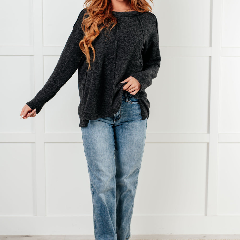 
                      
                        Simple Silhouette Brushed Hacci Sweater in Black
                      
                    