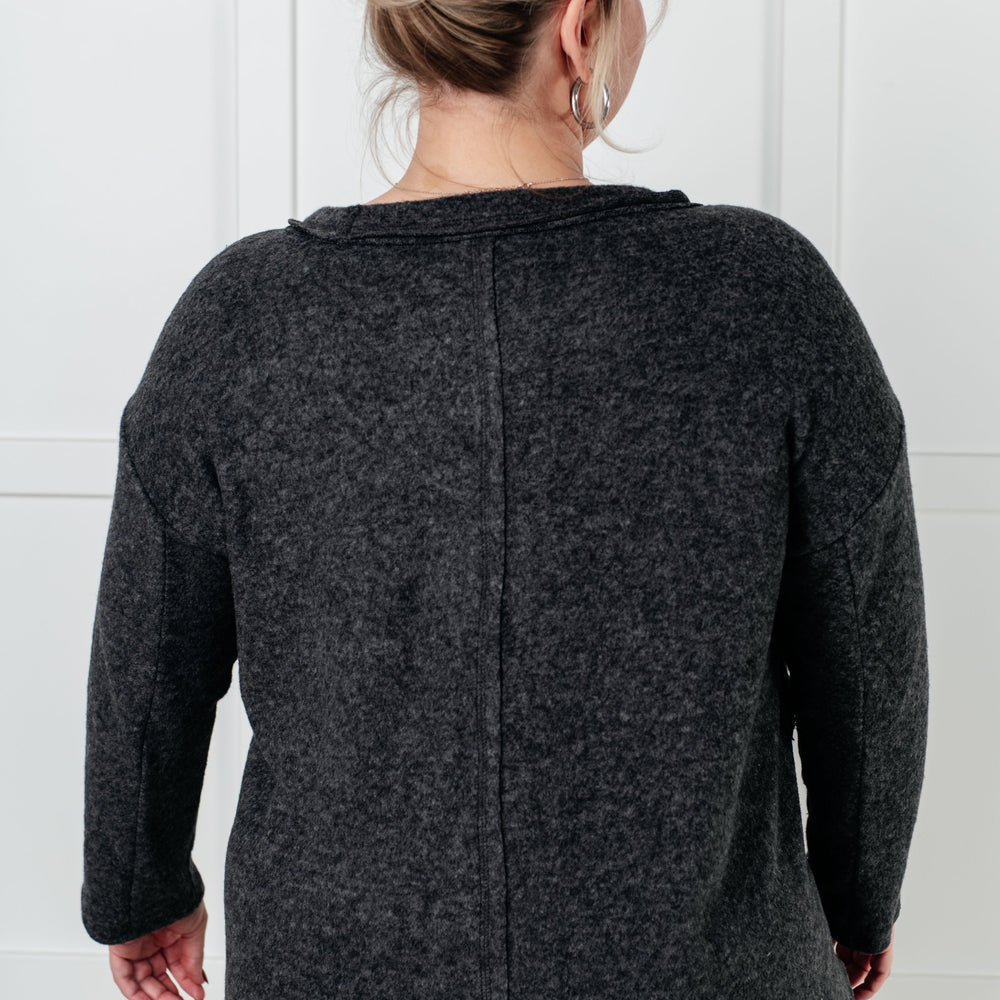 
                      
                        Simple Silhouette Brushed Hacci Sweater in Black
                      
                    