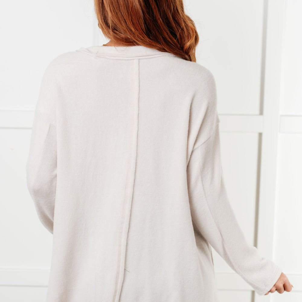 
                      
                        Simple Silhouette Brushed Hacci Sweater in Sand Beige
                      
                    