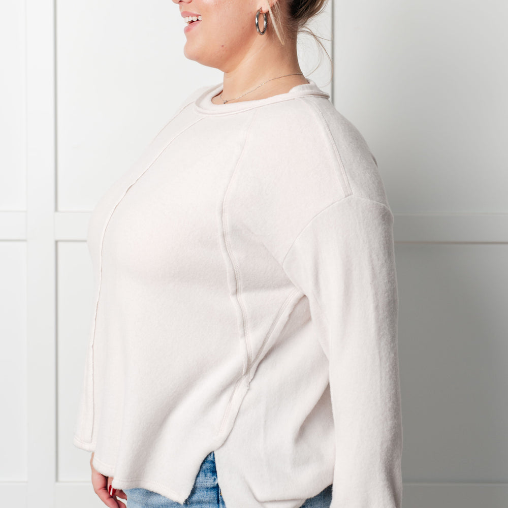 
                      
                        Simple Silhouette Brushed Hacci Sweater in Sand Beige
                      
                    