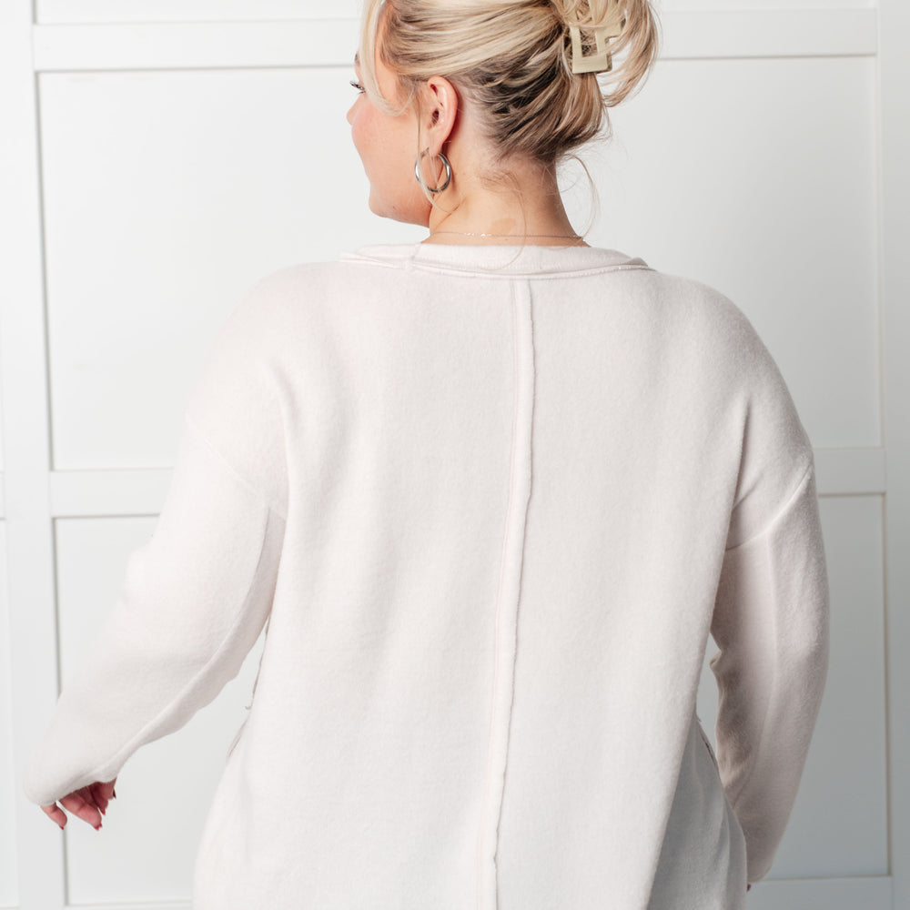 
                      
                        Simple Silhouette Brushed Hacci Sweater in Sand Beige
                      
                    