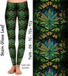 Stain Glass Leaf Leggings & Capris with Pockets