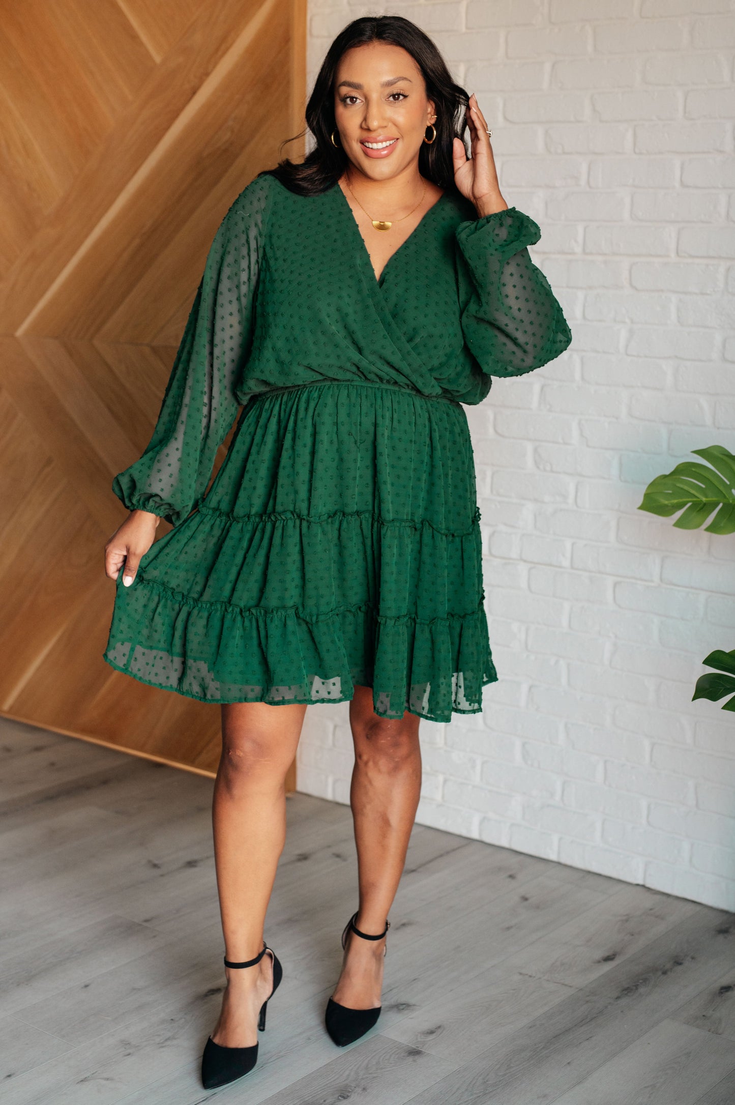 Swiss Dot Mini Dress | Hunter Green Tiered Holiday Dress | Ruthie's Rack Large Swiss Dot Mini Dress | Hunter Green Tiered Holiday Dress | Ruthie's Rack Large