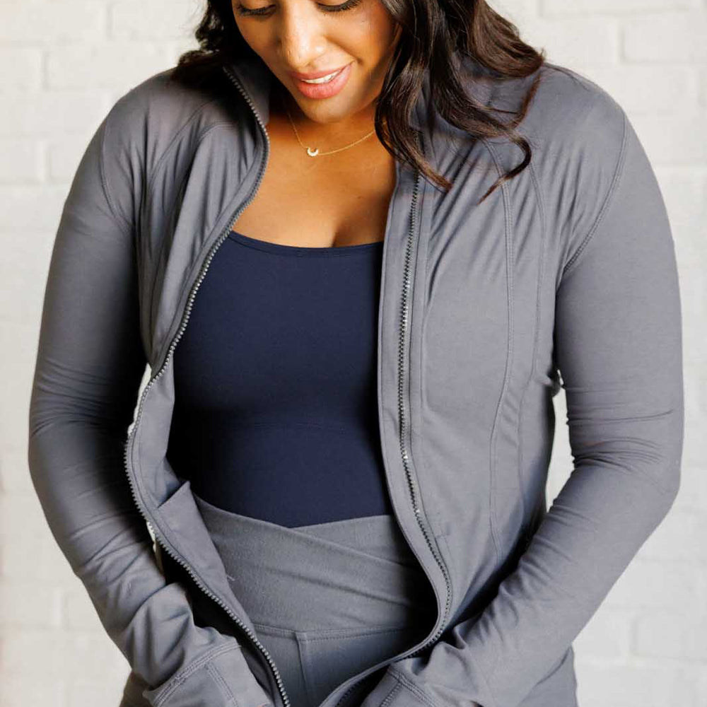 
                      
                        Staying Swift Activewear Jacket in Titanium
                      
                    