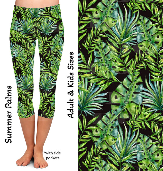 Summer Palms Capri Leggings with Pockets