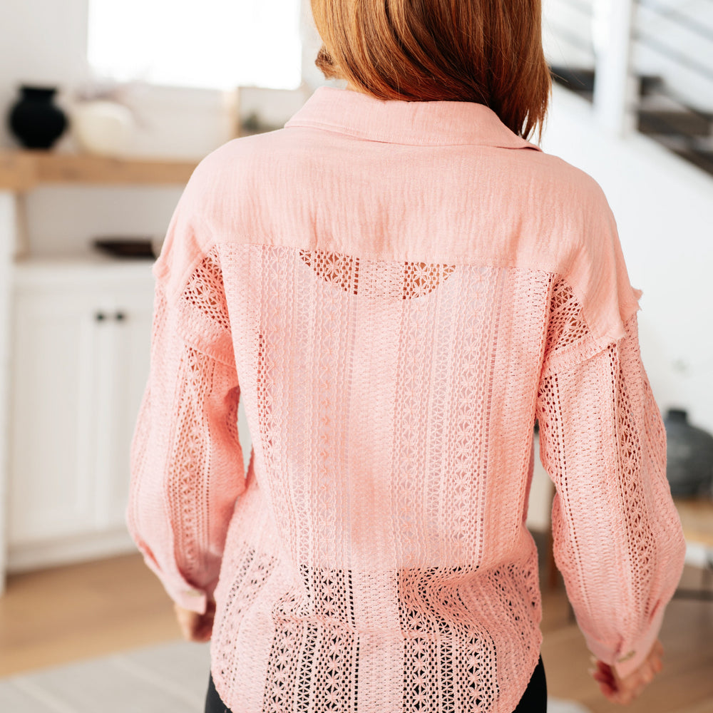 
                      
                        Sweeter Than Nectar Lace Button Down in Rose
                      
                    