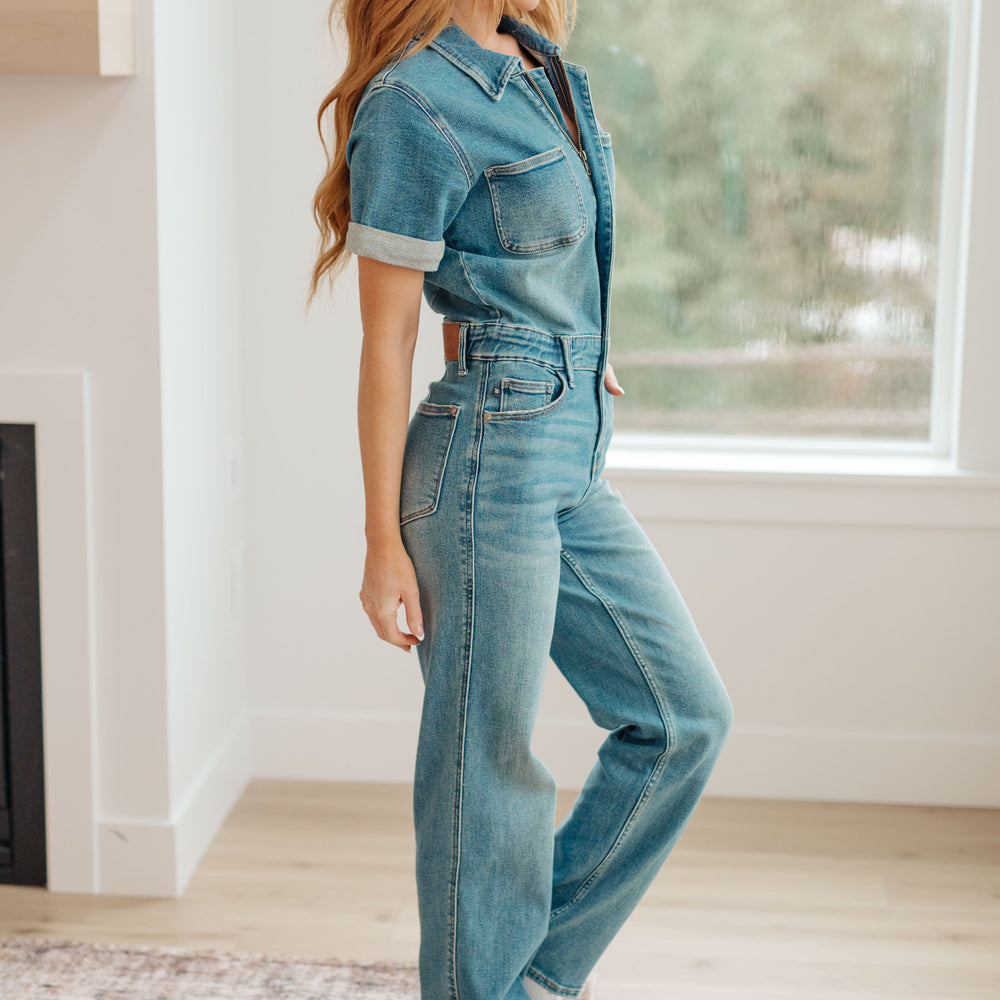 
                      
                        Sylvia Short Sleeve Denim Jumpsuit
                      
                    