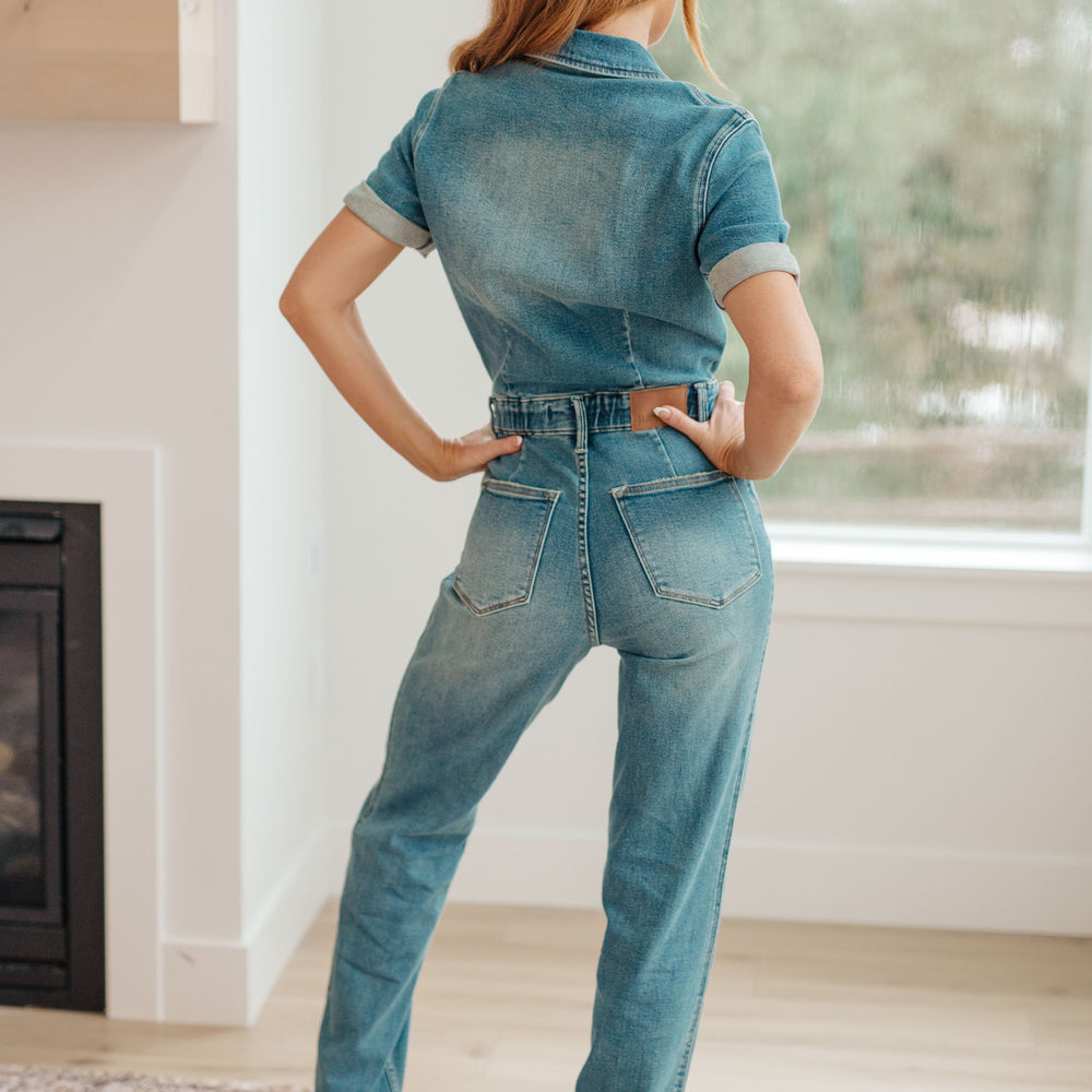 
                      
                        Sylvia Short Sleeve Denim Jumpsuit
                      
                    