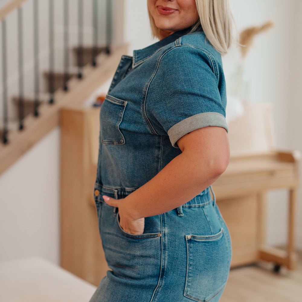 
                      
                        Sylvia Short Sleeve Denim Jumpsuit
                      
                    