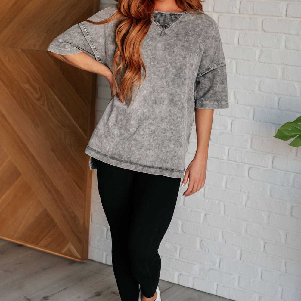 
                      
                        Unbothered Mineral Wash Top in Grey
                      
                    