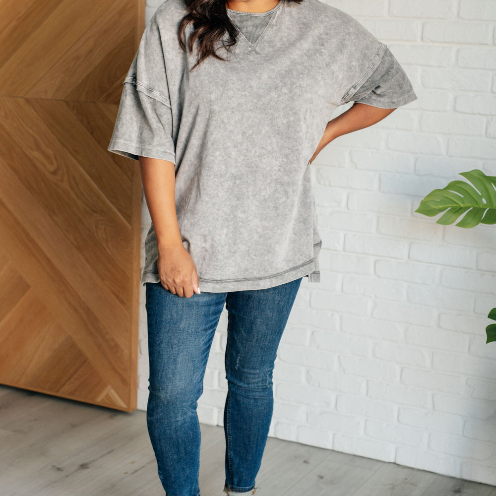 
                      
                        Unbothered Mineral Wash Top in Grey
                      
                    