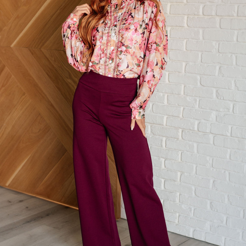 
                      
                        Magic Wide Leg Pants in Wine
                      
                    