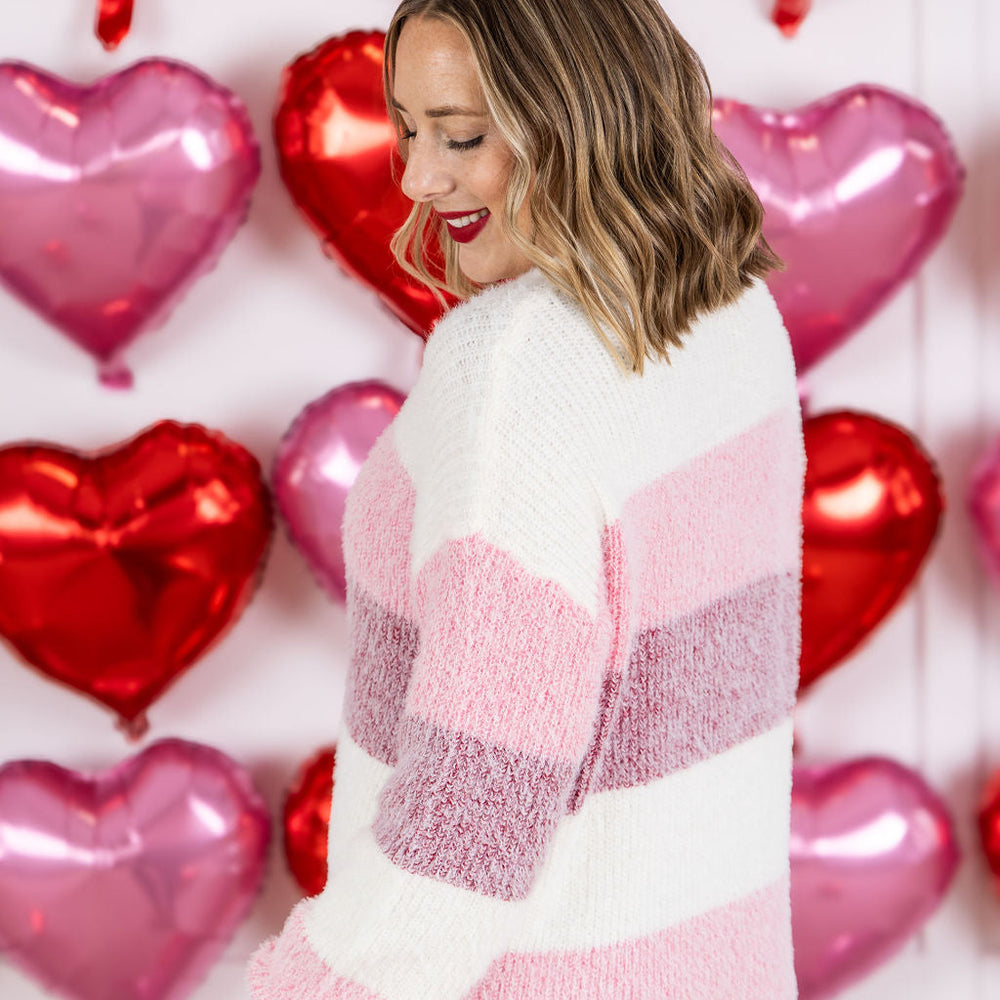 
                      
                        Cozy Block Sweater - VDay Stripes
                      
                    