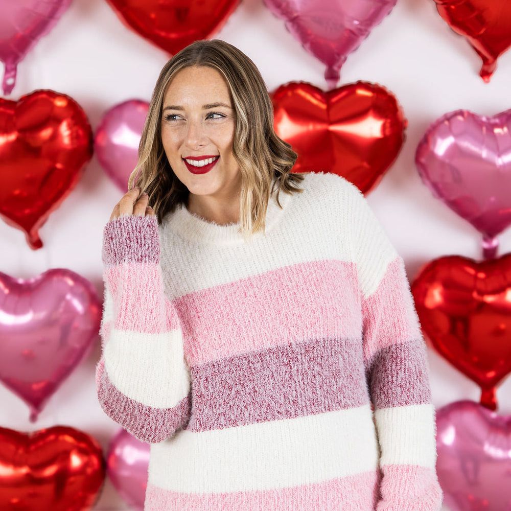 
                      
                        Cozy Block Sweater - VDay Stripes
                      
                    