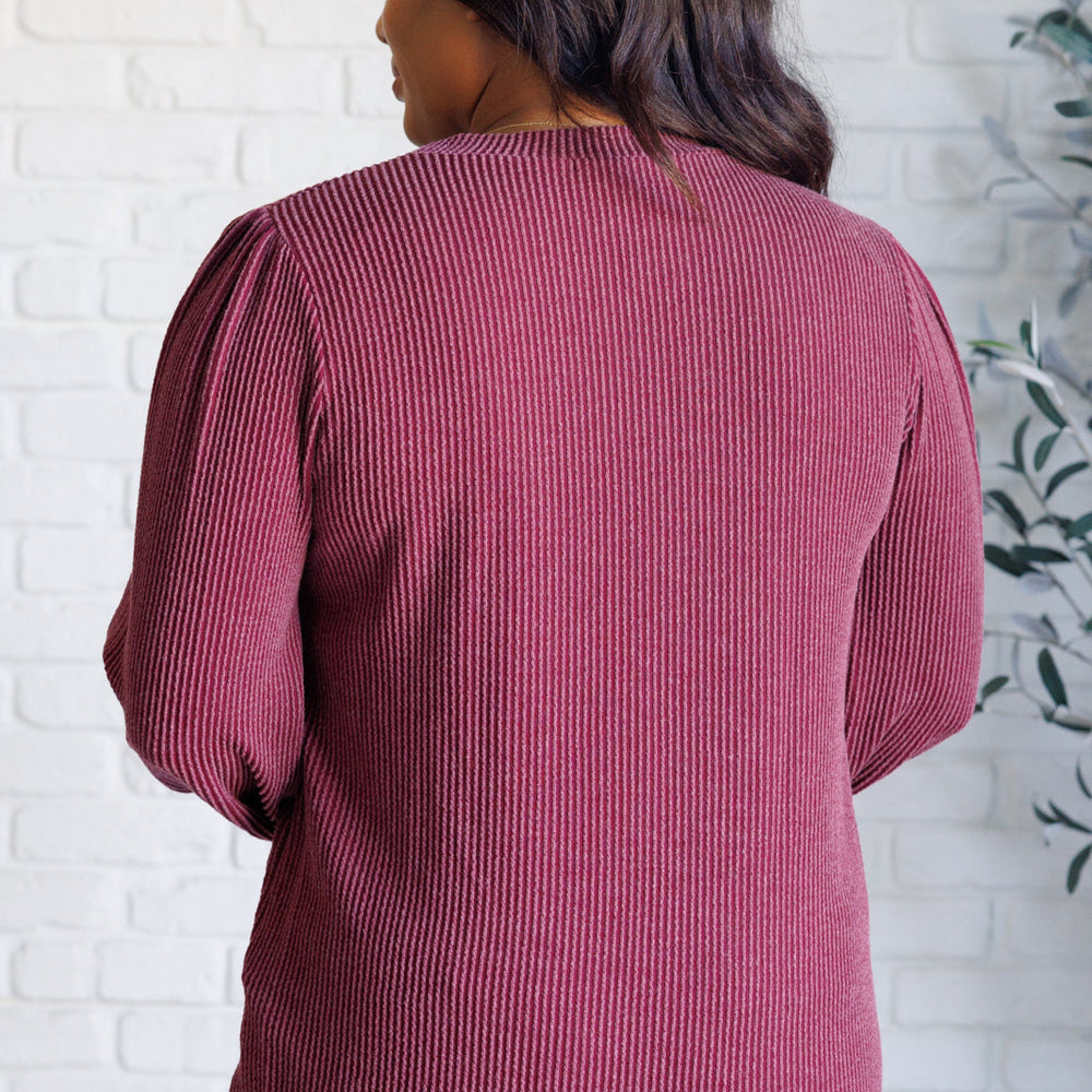 
                      
                        When the Sun Goes Down Mineral Wash Ribbed Knit Top in Wine
                      
                    