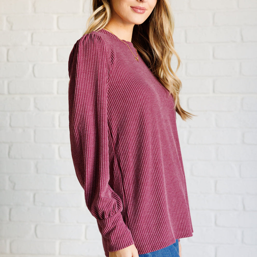 
                      
                        When the Sun Goes Down Mineral Wash Ribbed Knit Top in Wine
                      
                    