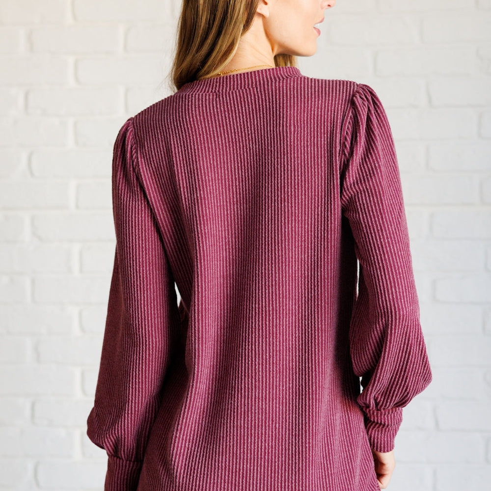 
                      
                        When the Sun Goes Down Mineral Wash Ribbed Knit Top in Wine
                      
                    