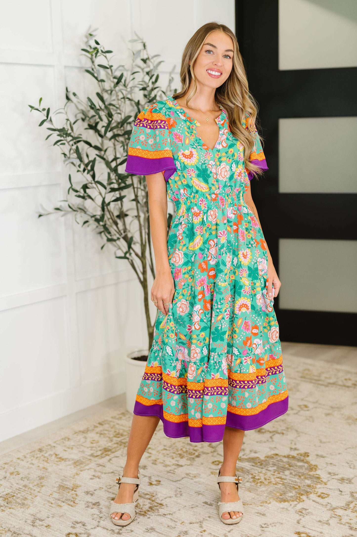 Wildflower Wish Gathered Tier Dress in Mint 46 Ruthie's Rack Best Sellers Haptics