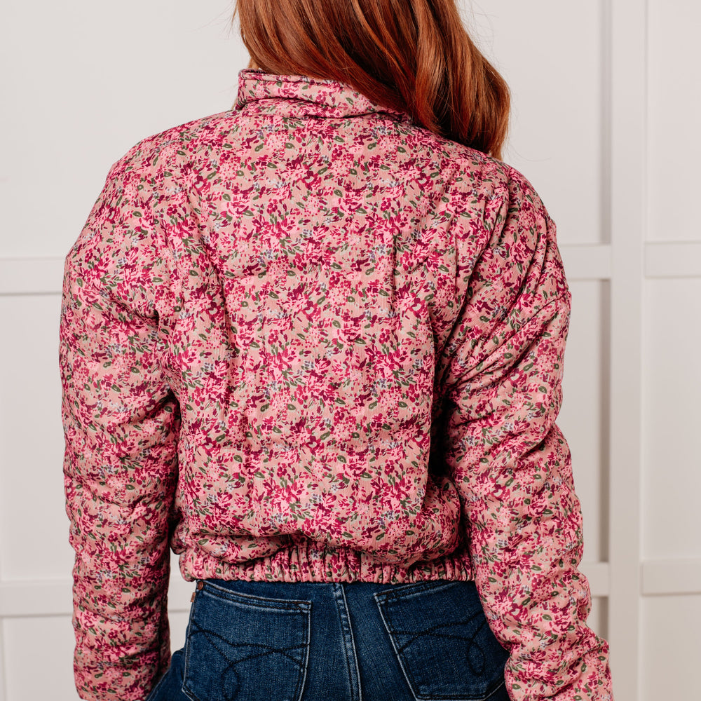 
                      
                        Wish Me Well Floral Printed Puffer Jacket in Rose Multi
                      
                    