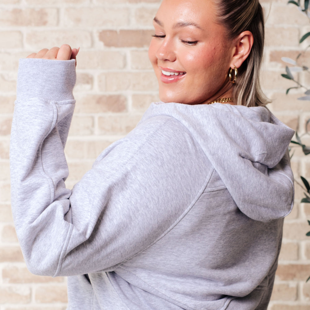 
                      
                        Working Up A Sweat Hooded Pullover in Grey
                      
                    