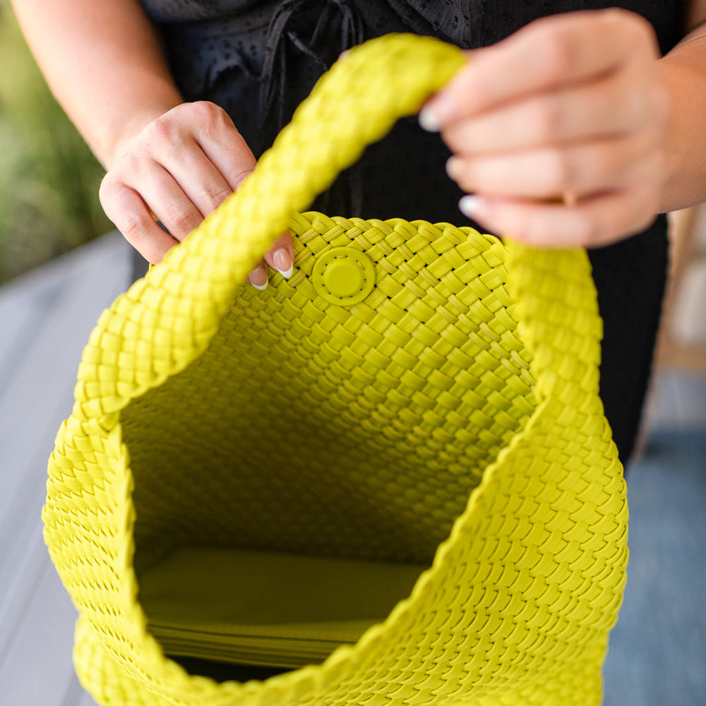 
                      
                        Woven and Worn Tote in Citron
                      
                    