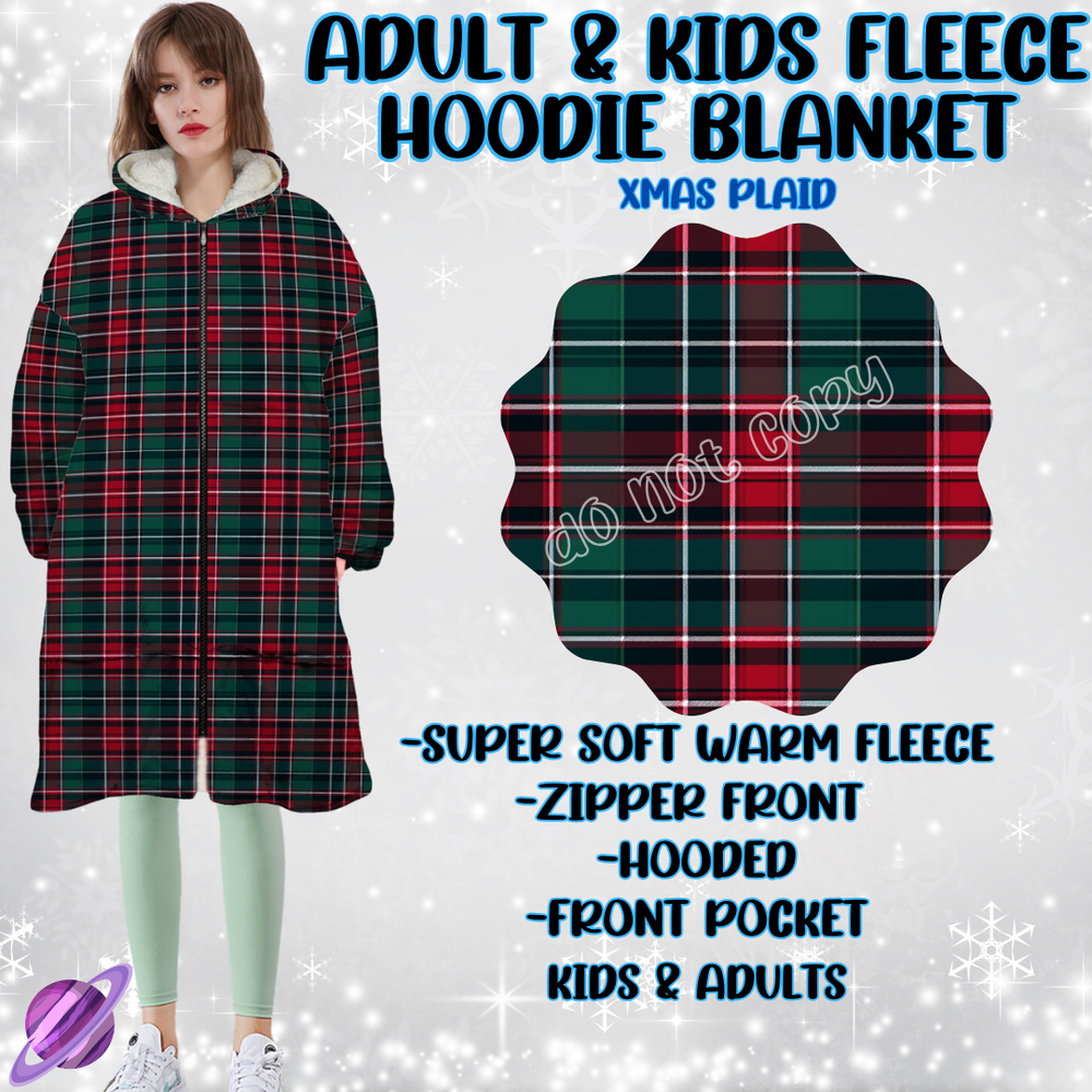 XMAS PLAID- HOODIE BLANKET RUN-PREORDER CLOSING 9/28 ETA NOV