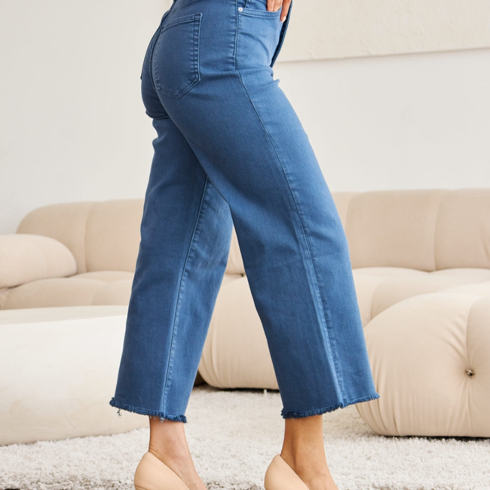 
                      
                        RFM Full Size Tummy Control High Waist Raw Hem Jeans
                      
                    