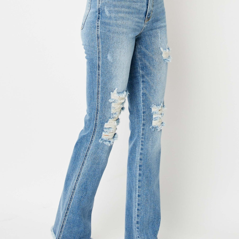 
                      
                        Judy Blue Distressed Raw Hem Bootcut Jeans
                      
                    